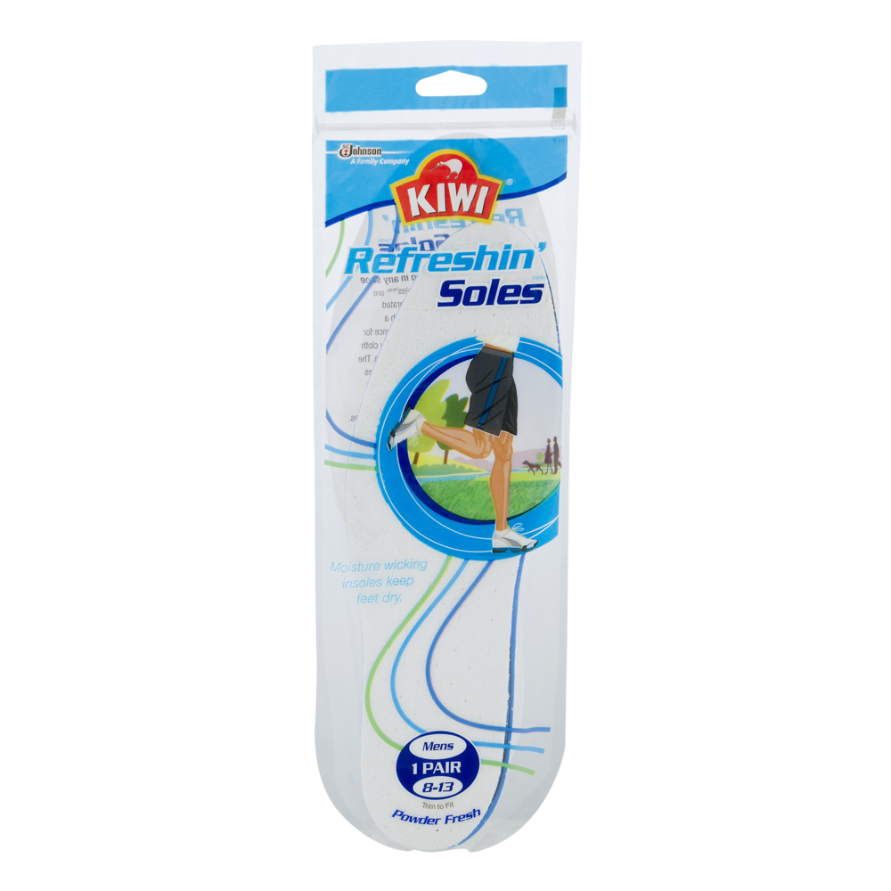 slide 1 of 1, KIWI Refreshin' Soles Insoles, Mens Size 8-13, 1 pair