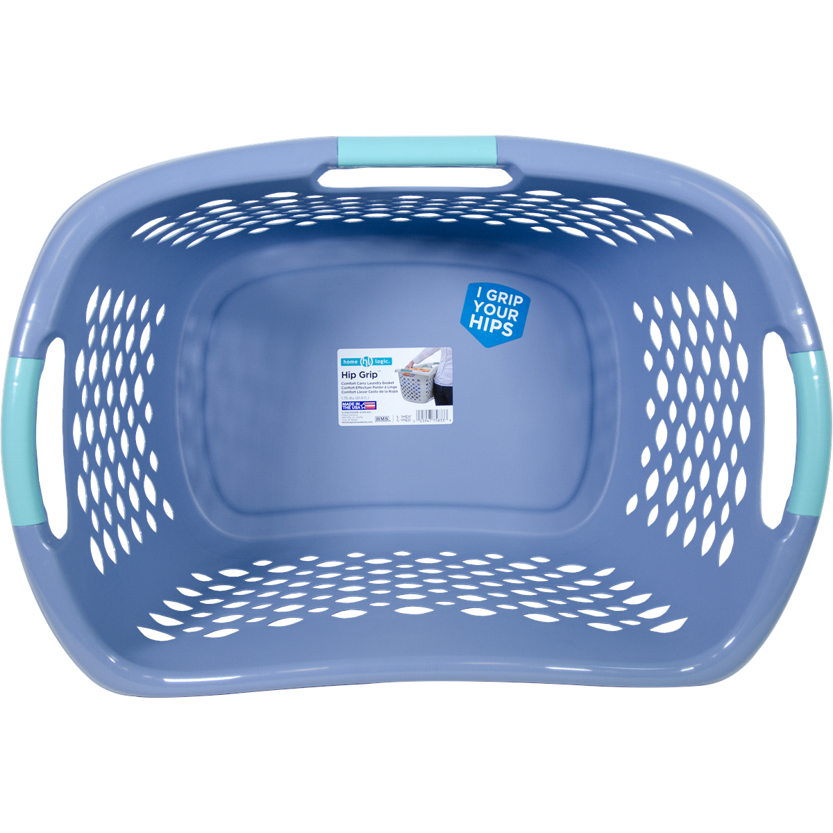 slide 2 of 2, Hip-Grip Large Laundry Basket in Blue Gray from Home Logic, 1 ct