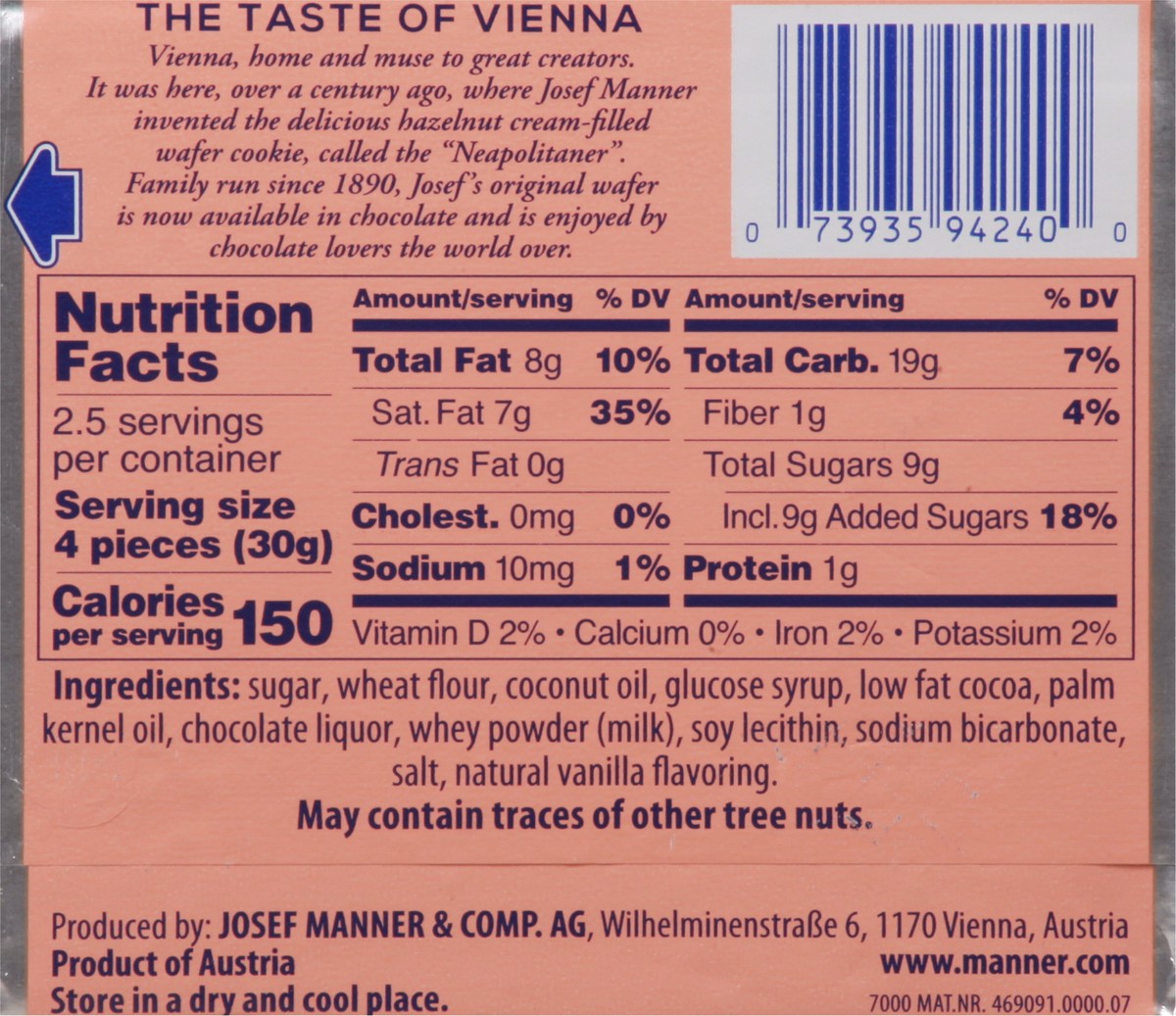 slide 3 of 14, Manner Vienna Chocolate Wafer Cookies 2.65 oz, 2.65 oz