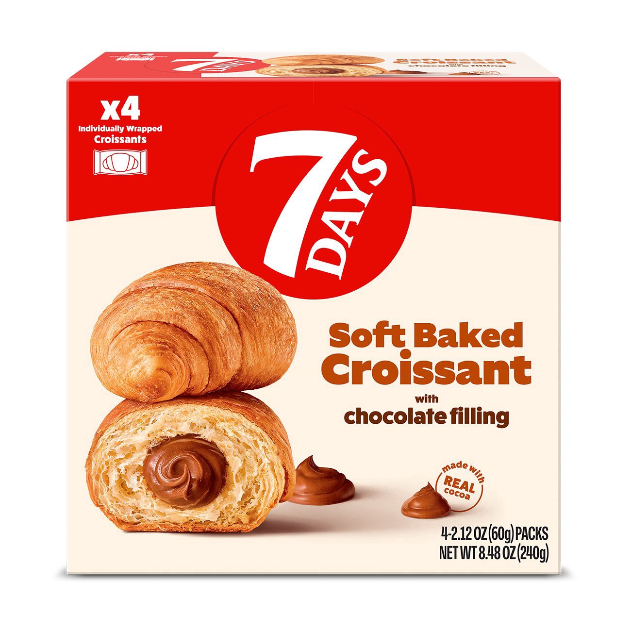 slide 1 of 1, 7DAYS Soft Croissant with Chocolate Cream Filling 4 - 2.12 oz Packs, 4 ct