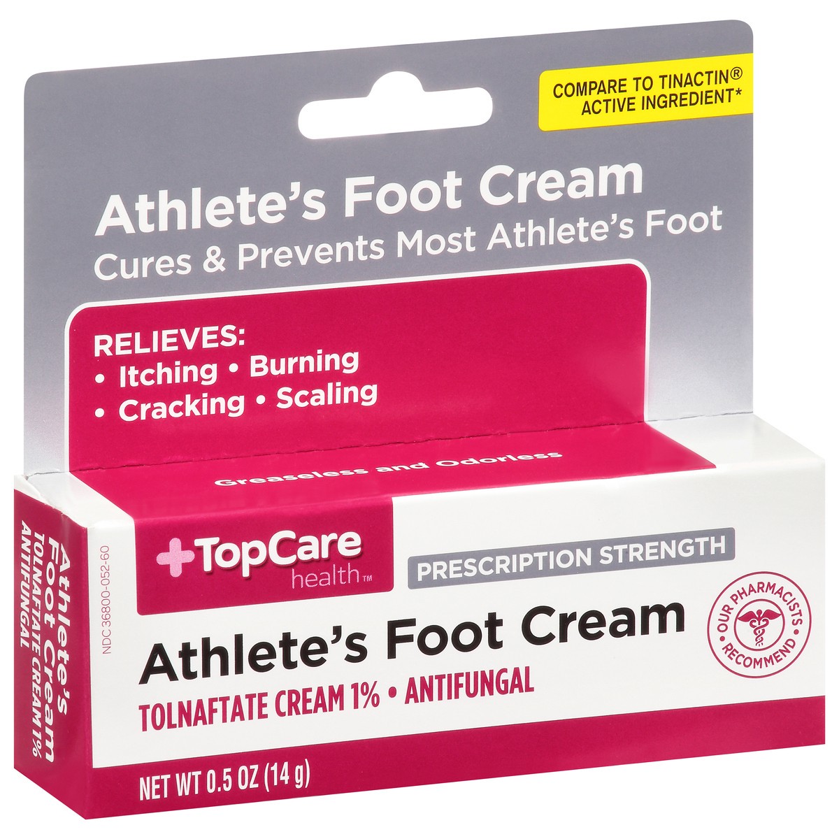 slide 2 of 10, TopCare Prescription Strength Athlete's Foot Cream, Tolnaftate 1% Antifungal, 0.5 oz