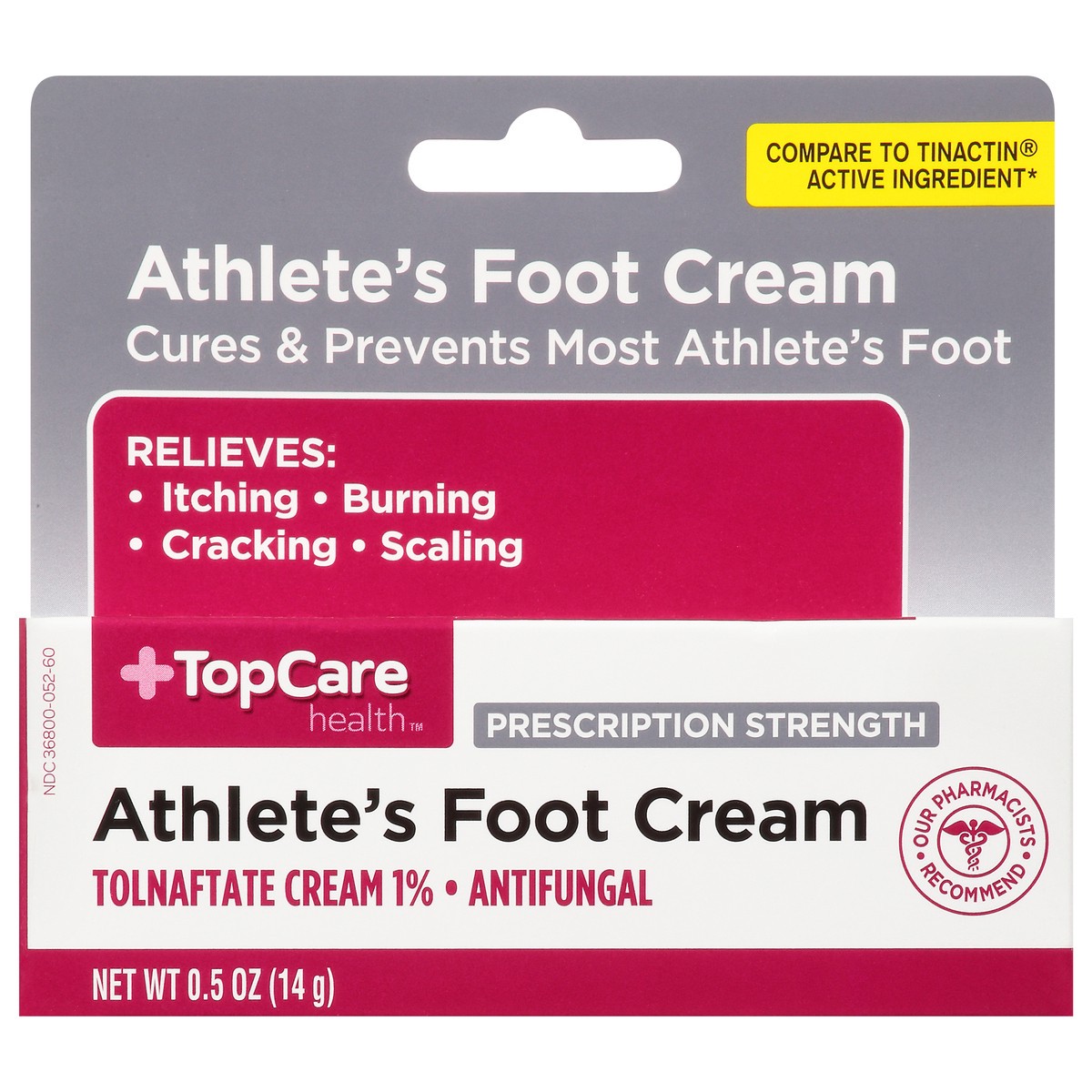 slide 10 of 10, TopCare Prescription Strength Athlete's Foot Cream, Tolnaftate 1% Antifungal, 0.5 oz