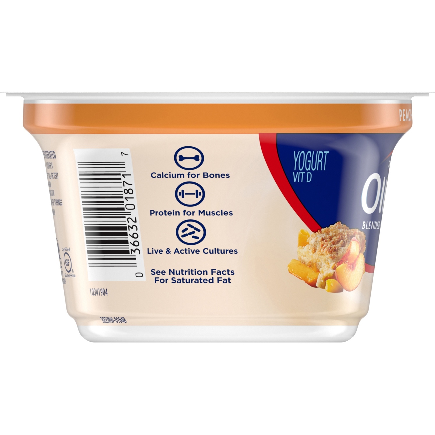 slide 3 of 6, Oikos Whole Milk Peach Cobbler Greek Yogurt, 5.3 oz