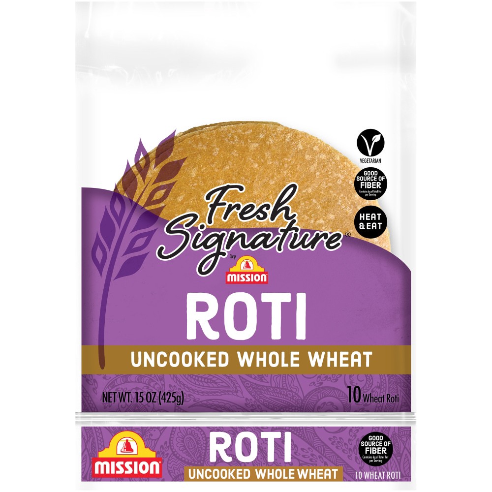 slide 1 of 1, Mission Roti Uncooked Whole Wheat, 1 ct