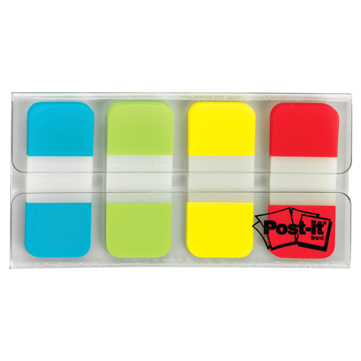 slide 2 of 2, Post-it Tabs Solid Aqua, Lime, Yellow & Red, 4 pk; 40 ct