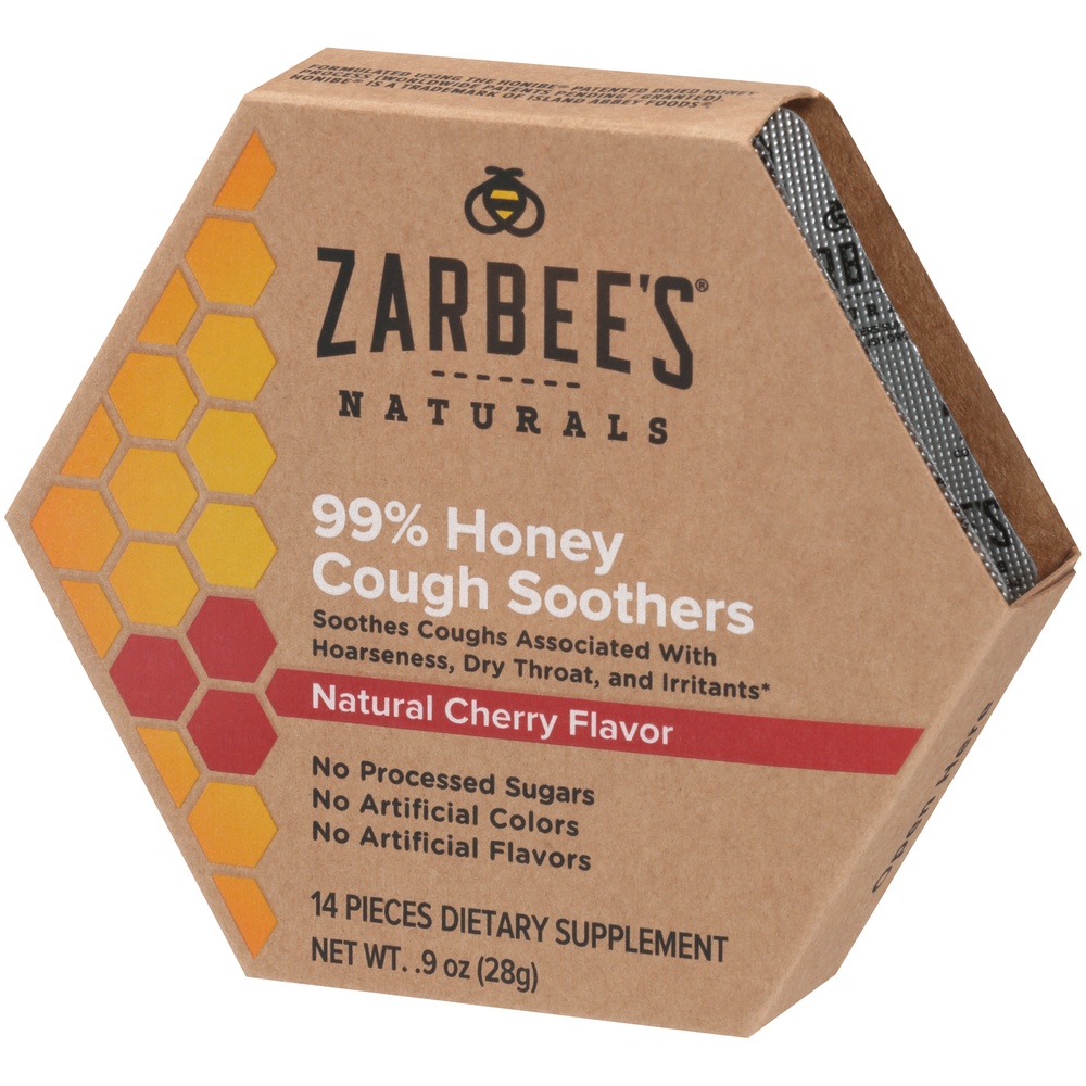 slide 3 of 6, Zarbee's Naturals 99% Honey Cough Soothers Dietary Supplement, 14 ct