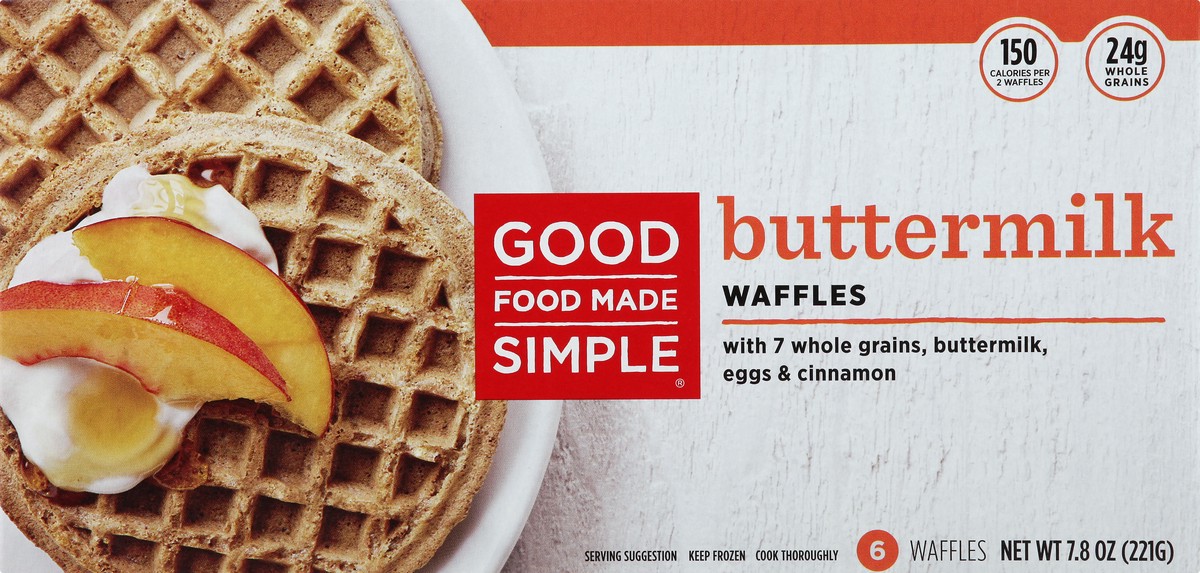 slide 1 of 13, Good Food Made Simple Buttermilk Waffles 6 ea, 6 ct