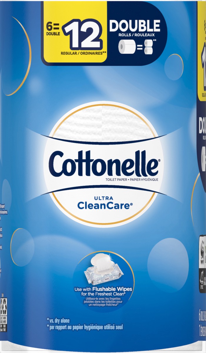 slide 3 of 6, Cottonelle White 6 Double Roll Bath Tissue, 6 ct