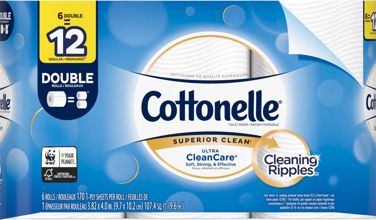 slide 5 of 6, Cottonelle White 6 Double Roll Bath Tissue, 6 ct