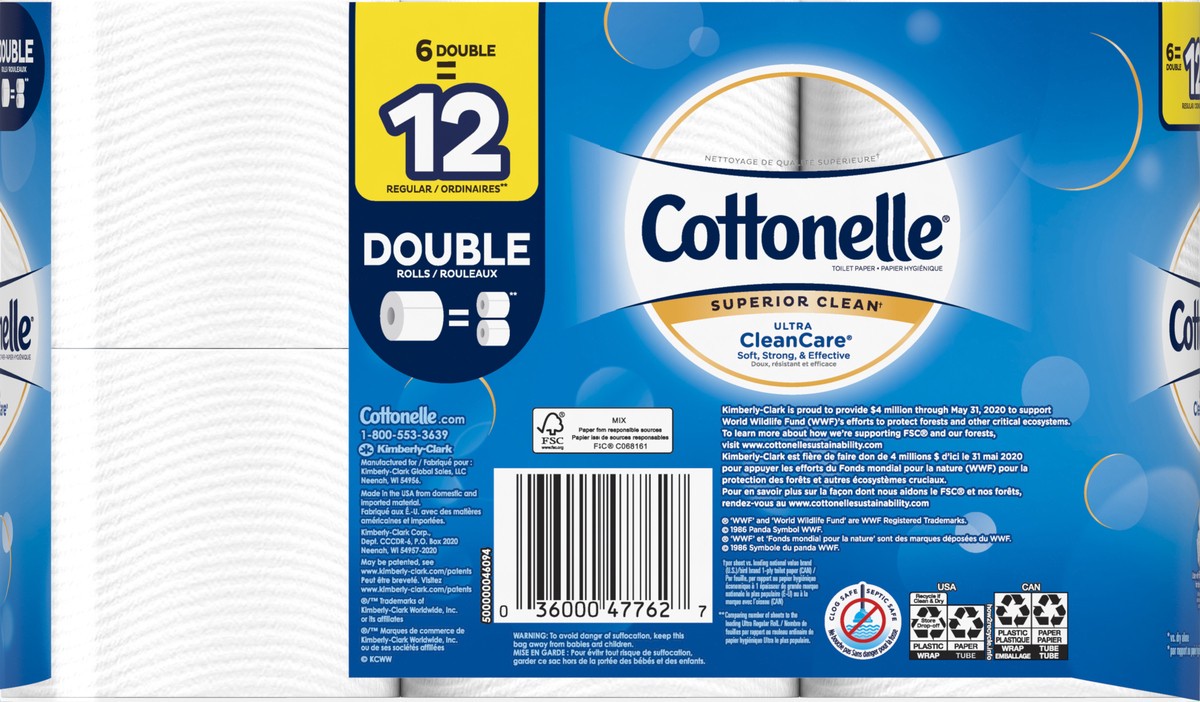 slide 6 of 6, Cottonelle White 6 Double Roll Bath Tissue, 6 ct