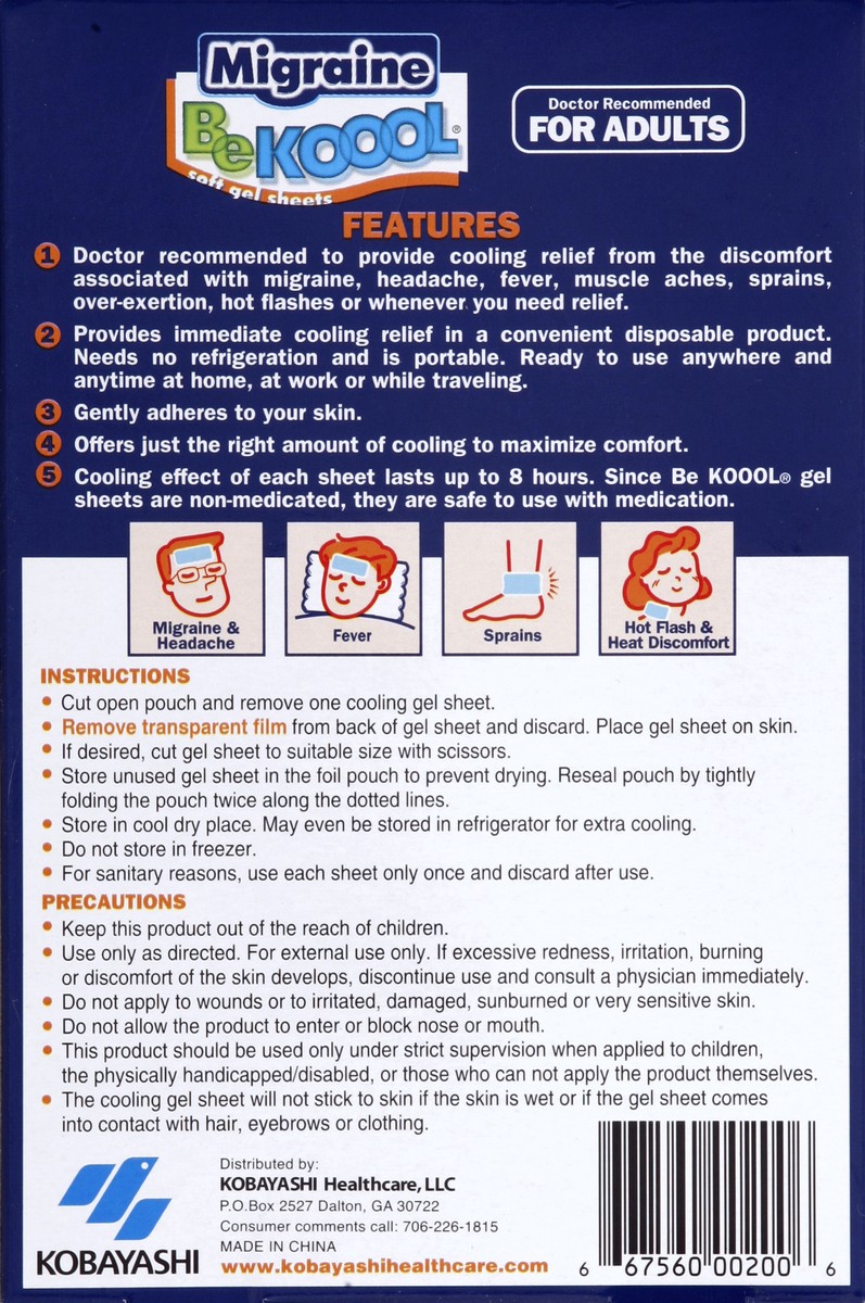 slide 4 of 5, Be Kool Migraine 4 ea, 4 ct