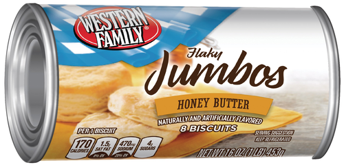 slide 1 of 1, Western Family Honey Btr Jumbo Biscuit, 16 oz