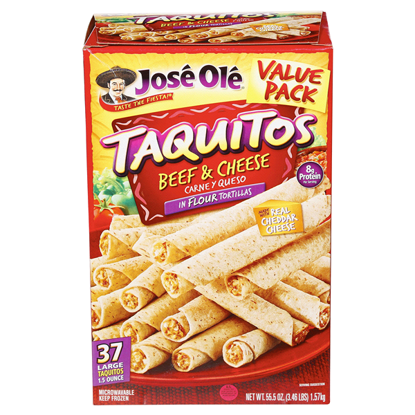 slide 1 of 1, José Olé Taquitos Beef & Cheese, 56 oz