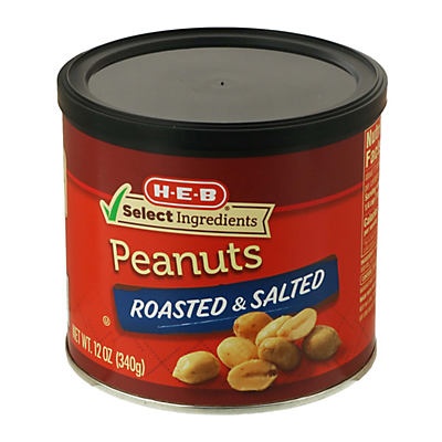 slide 1 of 1, H-E-B Roasted and Salted Peanuts, 12 oz