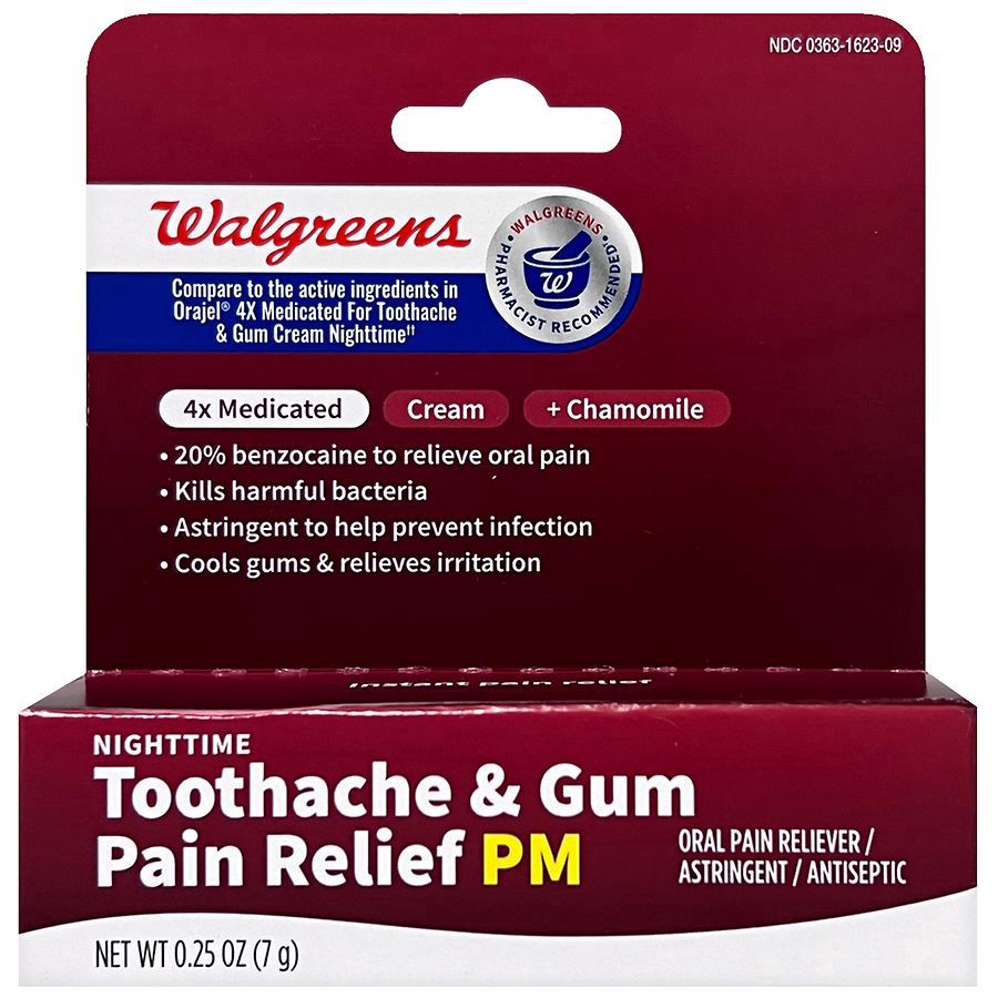 slide 1 of 5, Walgreens Toothache & Gum Pain Relief PM Cream, 0.25 oz