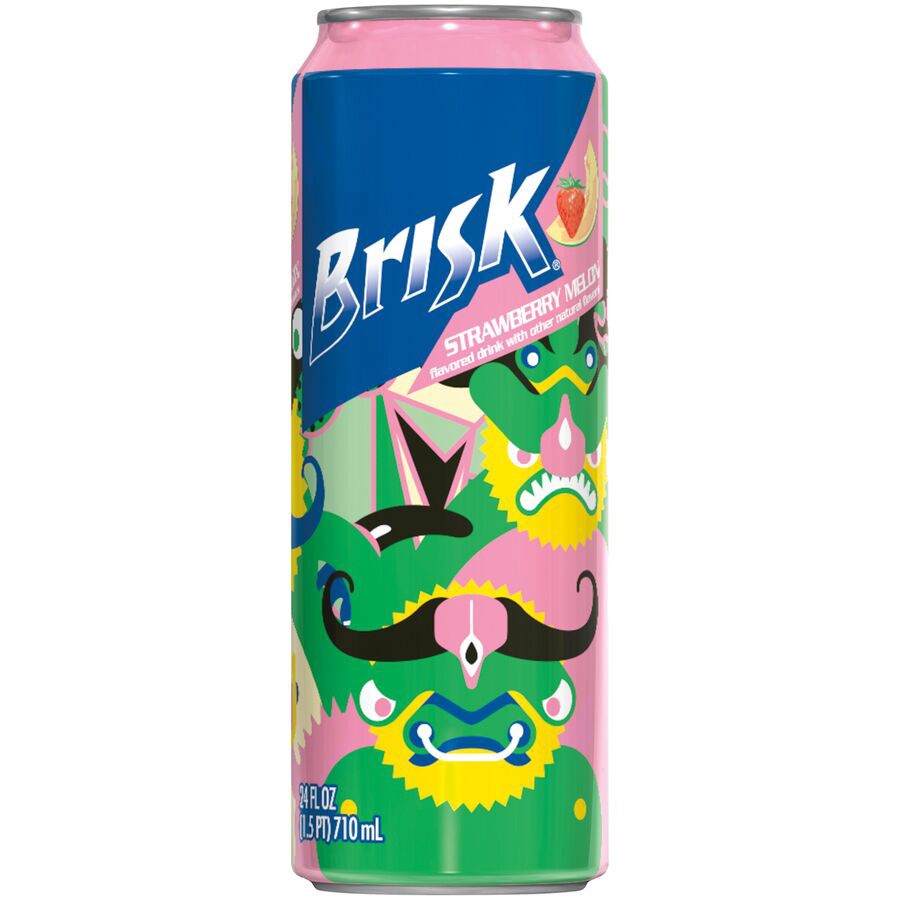 slide 1 of 4, Brisk Strawberry Melon Drink 24 Fluid Ounce Can, 24 oz