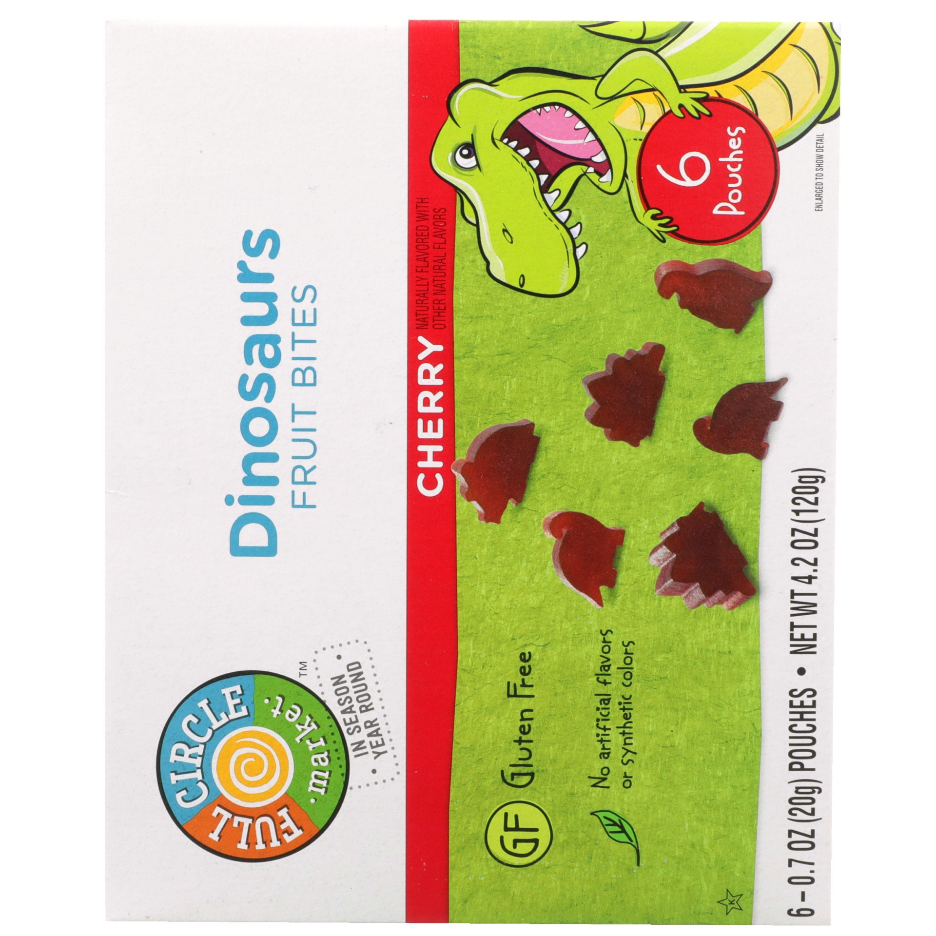 slide 6 of 6, Full Circle Market Cherry Dinosaurs Fruit Bites, 4.2 oz