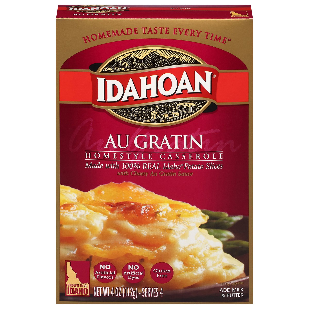 slide 1 of 12, Idahoan Au Gratin Homestyle Casserole, 4 oz