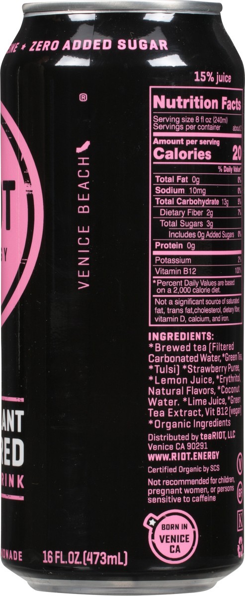 slide 10 of 13, Riot Energy Organic Strawberry Lemonade Energy Drink- 16 fl oz, 16 fl oz