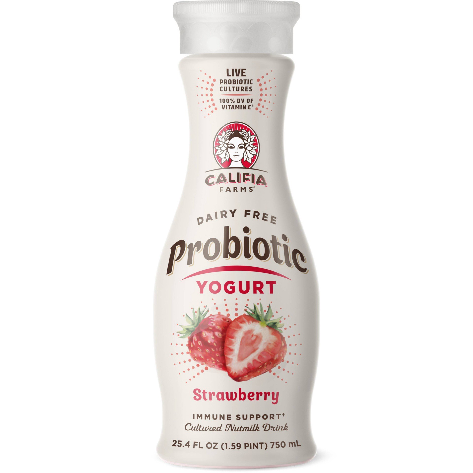 slide 1 of 5, Califia Farms Strawberry Probiotic Dairy Free Yogurt Drink, 25.4 fl oz