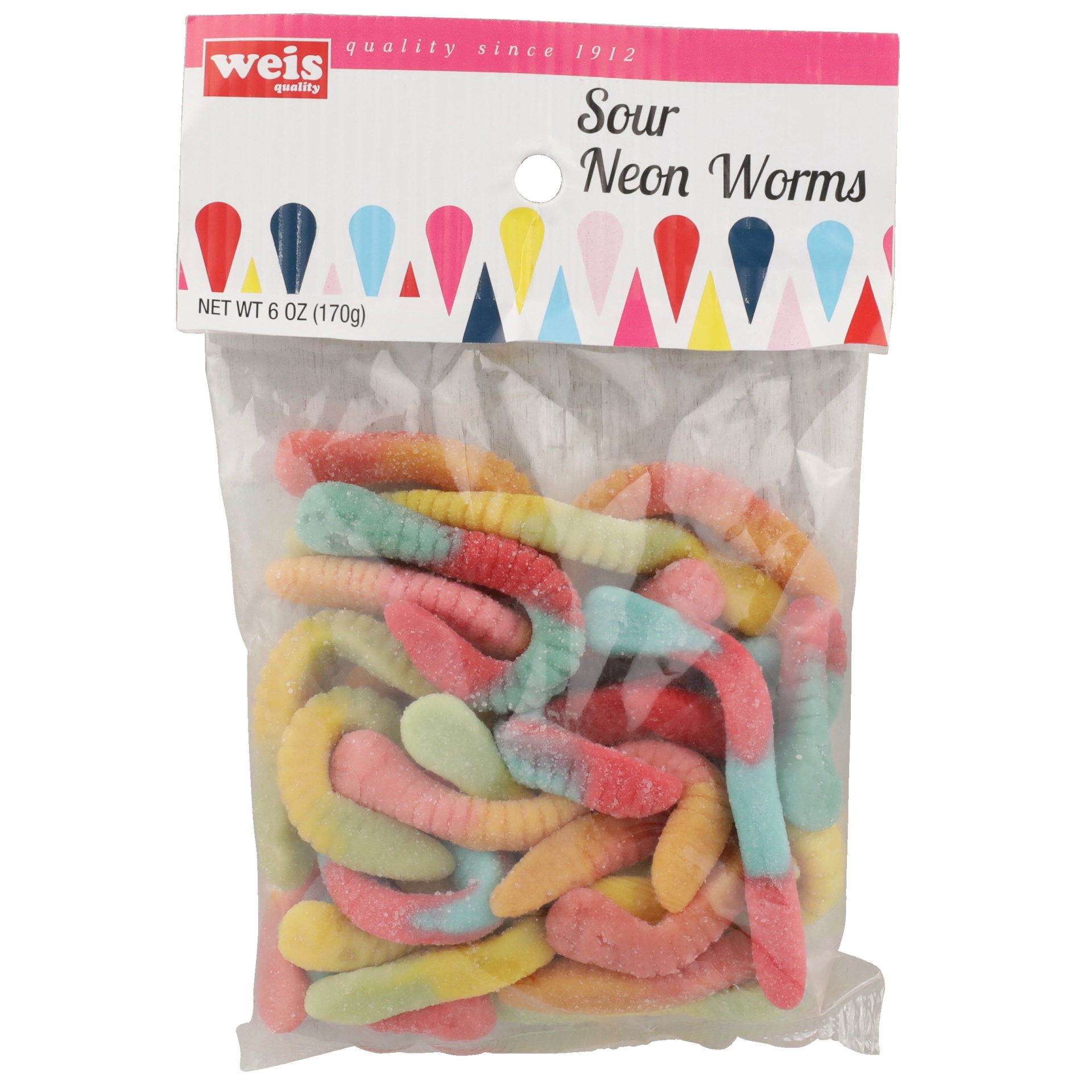 slide 1 of 1, Weis Quality Gummi Sour Neon Worm, 6 oz