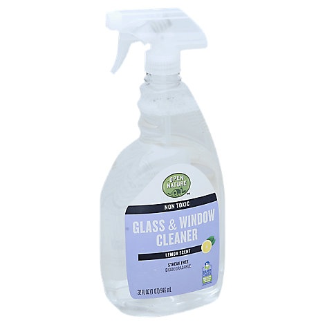 slide 1 of 1, Open Nature Cleaner Glass & Window Non Toxic Lemon Scent, 32 fl oz