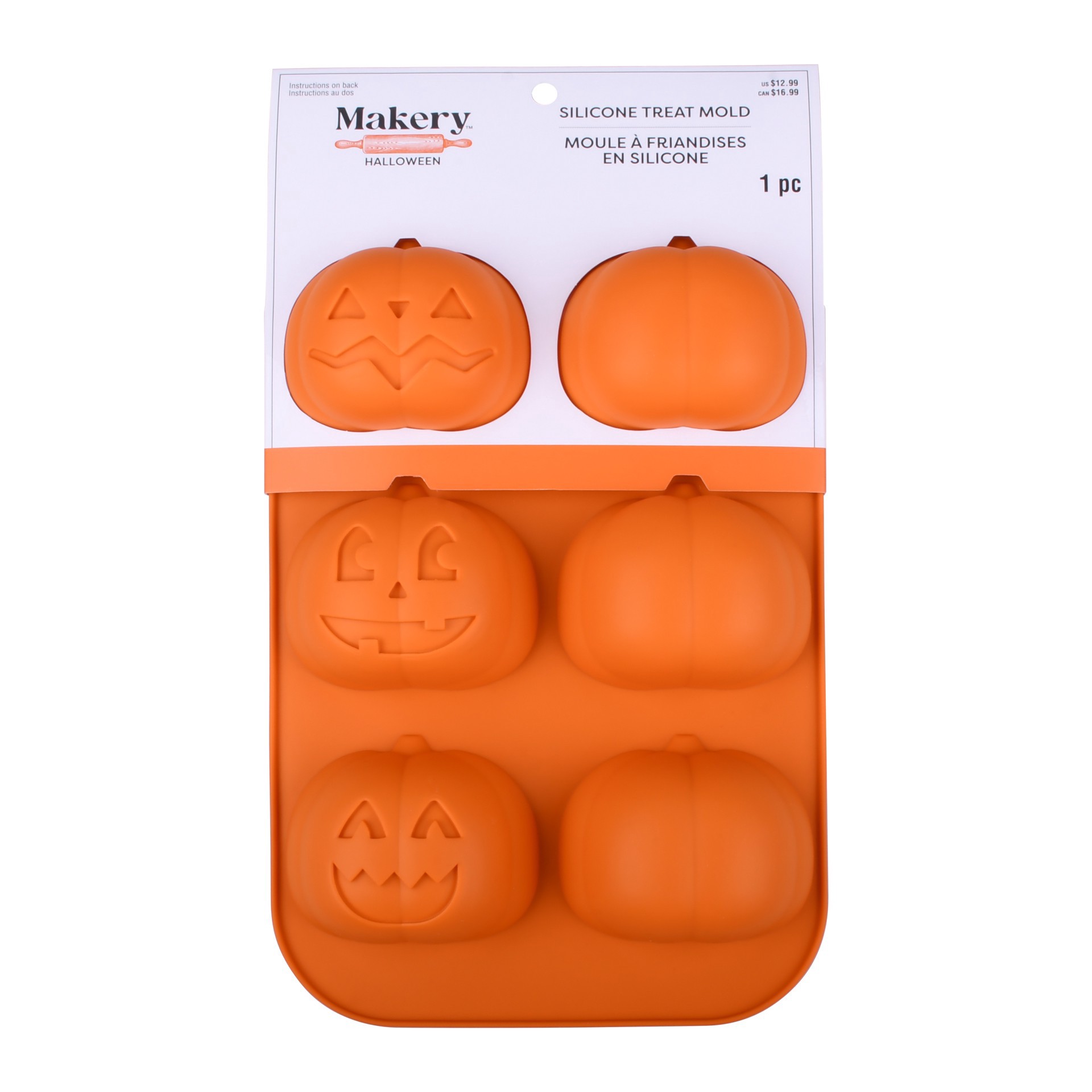 slide 2 of 4, Jack-O'-Lantern 3d Silicone Treat Mold By Makery, 11 in x 1.18 in