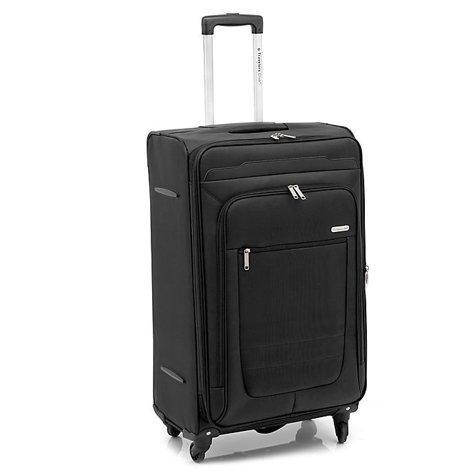 slide 1 of 7, Traveler's Club Luggage Traveler's Club Voyager II Spinner Checked Luggage - Black, 28 in