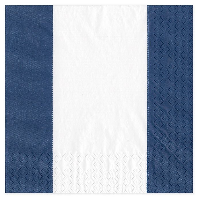 slide 1 of 1, Caspari Bandol Stripe Cocktail Napkins - Navy, 20 ct