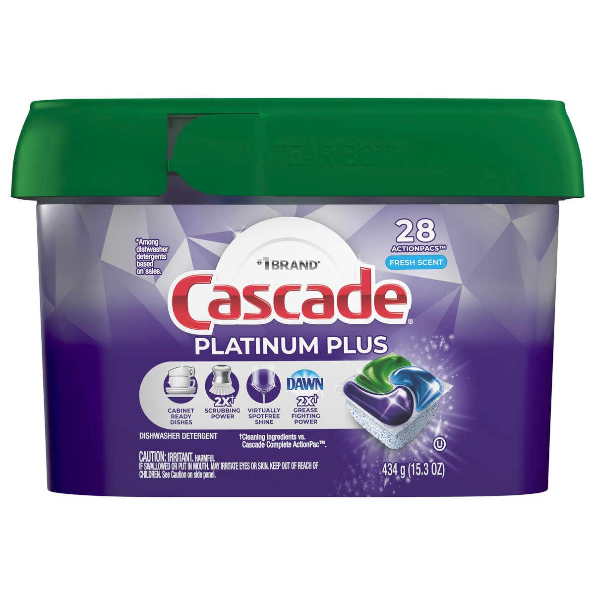slide 1 of 6, Cascade Platinum Plus ActionPacs Dishwasher Detergent Pods, Fresh, 28 Count, 28 ct