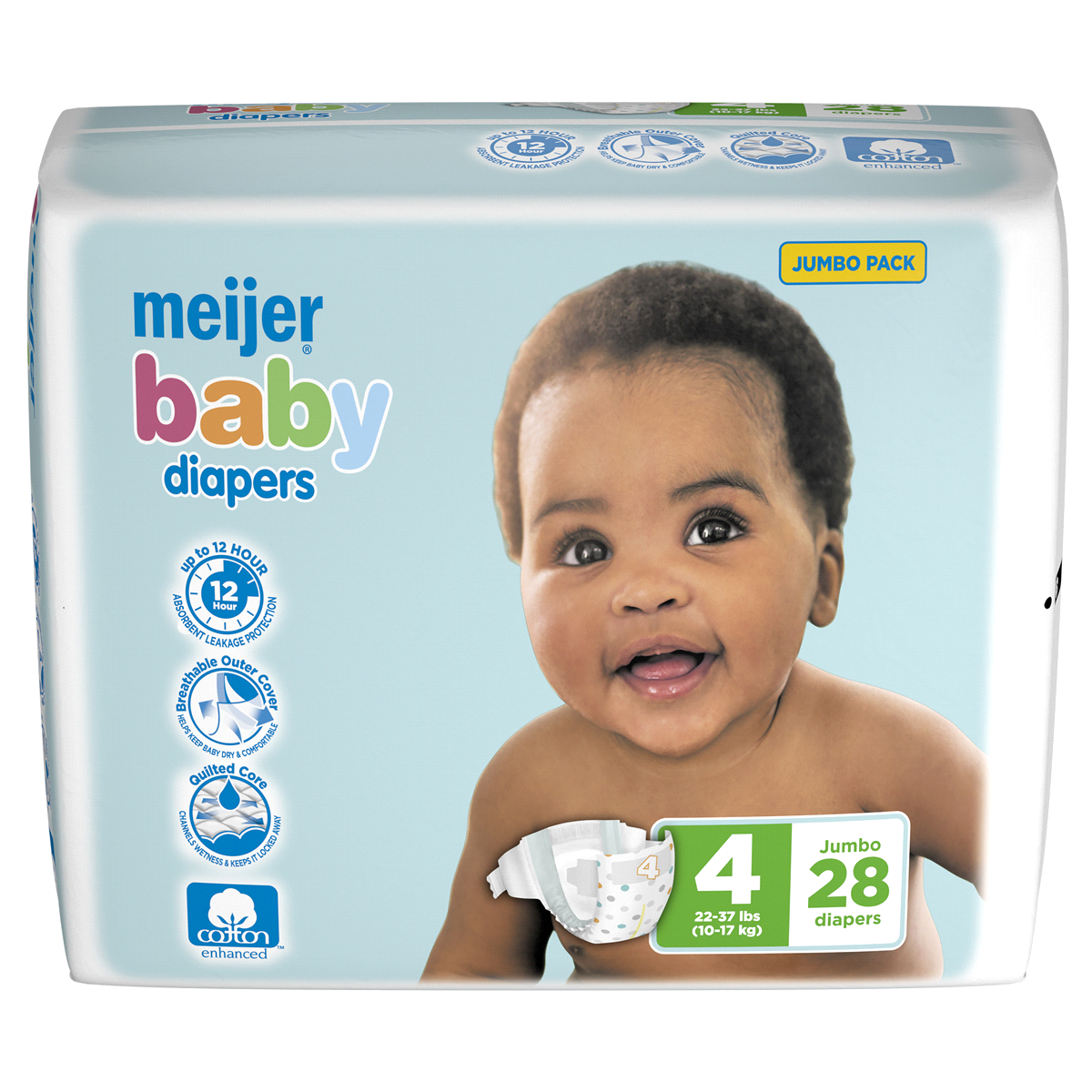 slide 2 of 5, Meijer Baby Jumbo Diapers Size 4, 28 ct