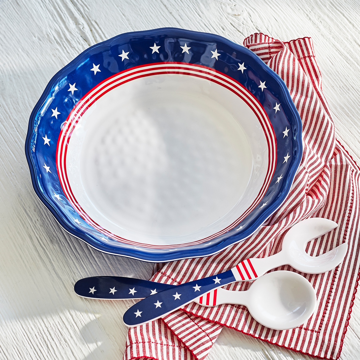 slide 1 of 1, Sur La Table Stars & Stripes Melamine Serving Bowl, 12 in