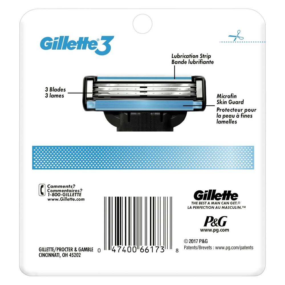 slide 4 of 7, Gillette3 Men's Razor Blade Refills, 8 ct