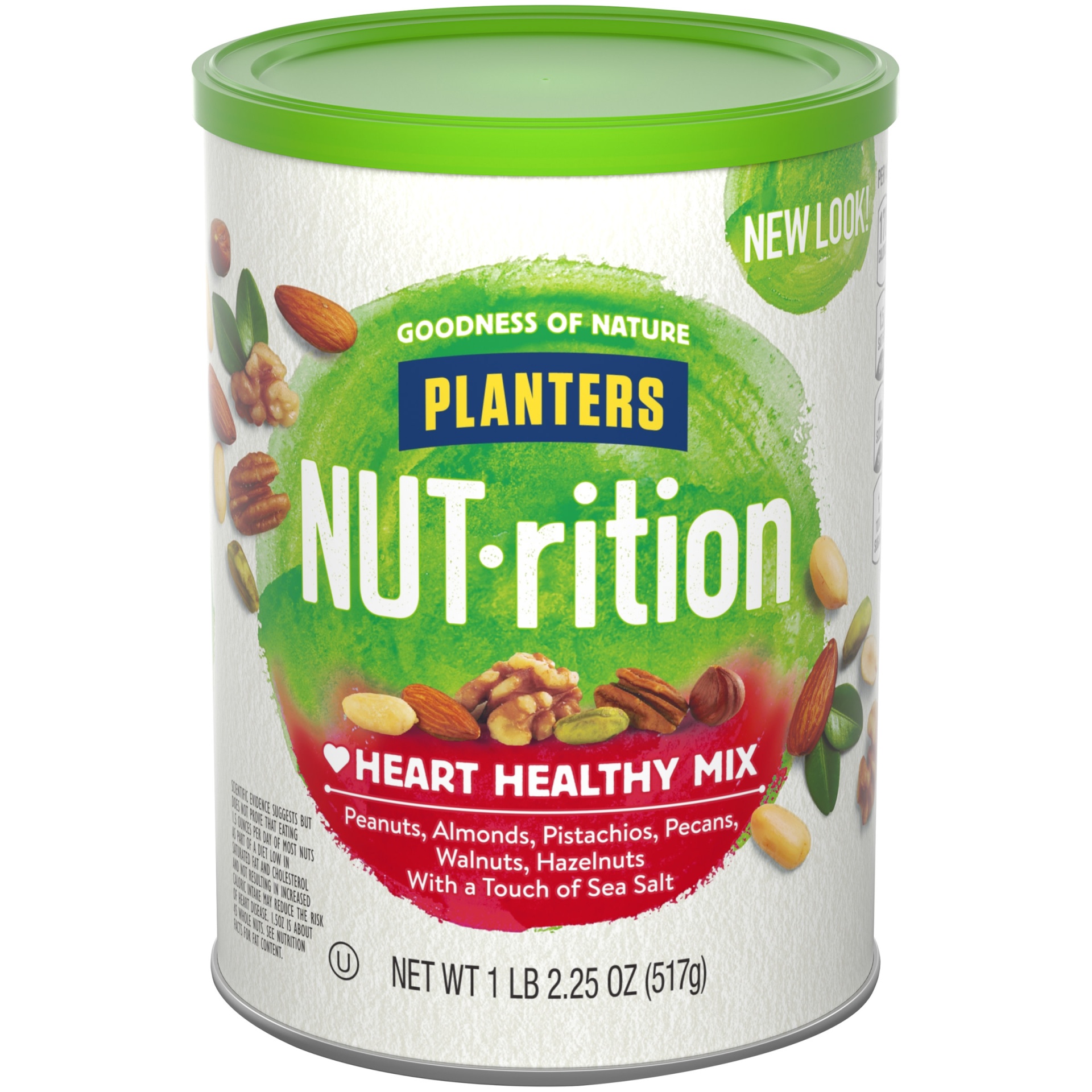 slide 1 of 2, NUT-rition Heart Healthy Nut Mix with Peanuts, Almonds, Pistachios, Pecans, Walnuts, Hazelnuts & Sea Salt, 18.25 oz
