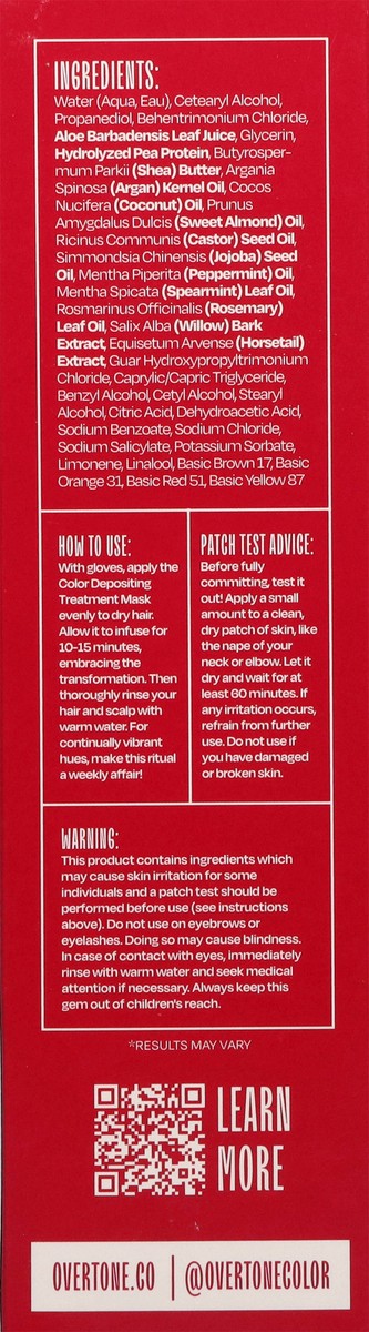 slide 11 of 13, Overtone Scarlet Red Color Depositing Treatment Mask 4.5 fl oz, 4.5 fl oz