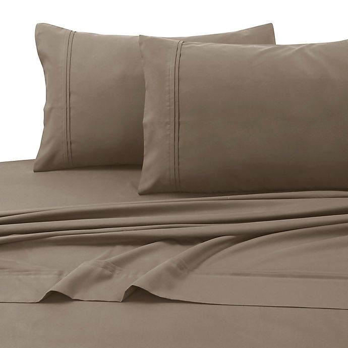 slide 1 of 2, Tribeca Living 110 GSM Solid Microfiber Extra Deep Pocket Full Sheet Set - Taupe, 1 ct