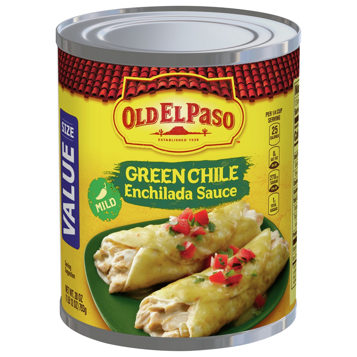 slide 1 of 9, Old El Paso Mild Green Chile Enchilada Sauce, Value Size, 28 oz., 28 oz