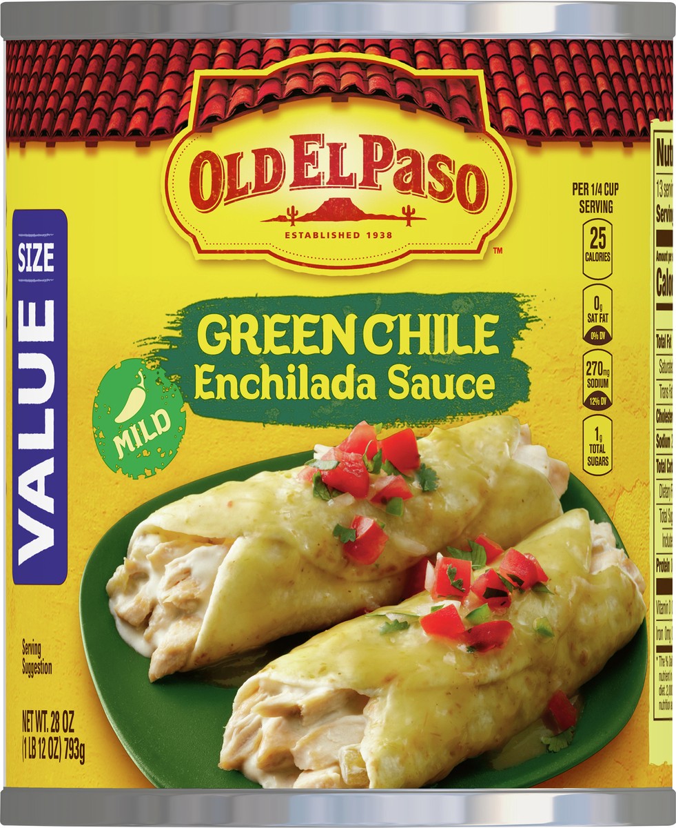 slide 3 of 9, Old El Paso Mild Green Chile Enchilada Sauce, Value Size, 28 oz., 28 oz