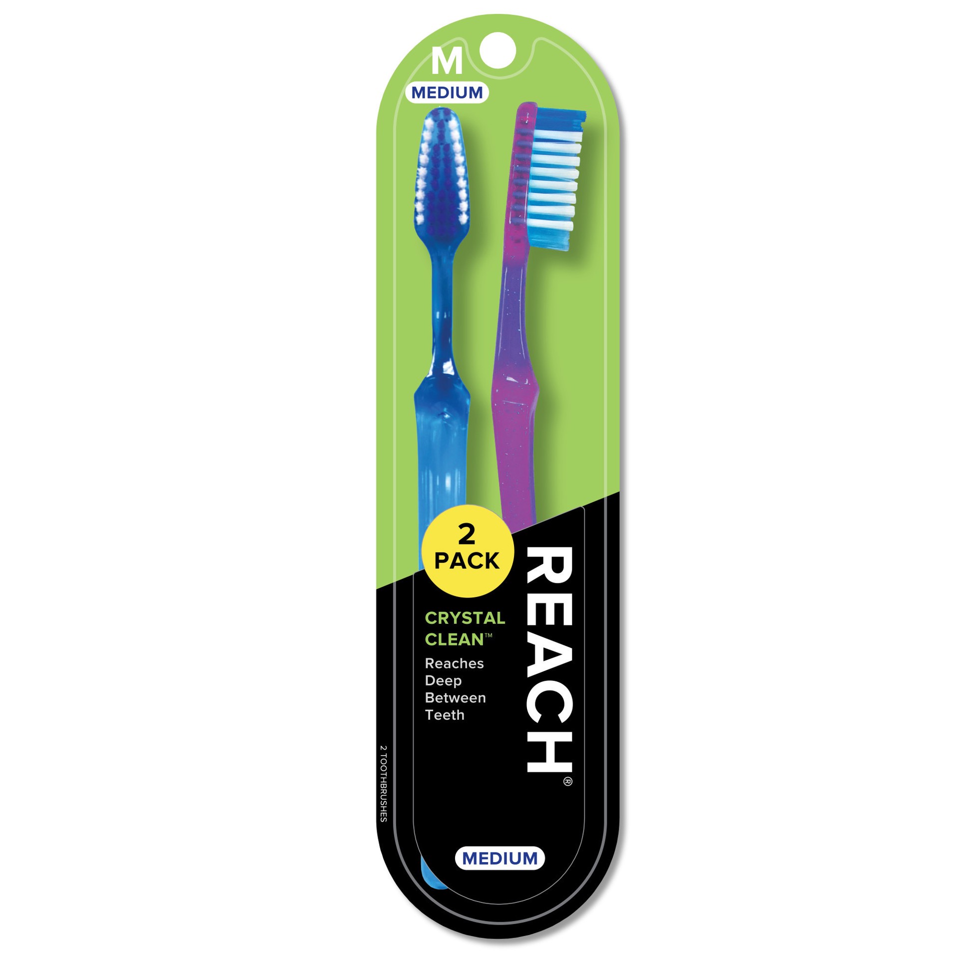 slide 1 of 3, REACH Crystal Clean Medium Toothbrushes 2 Each, 2 ct