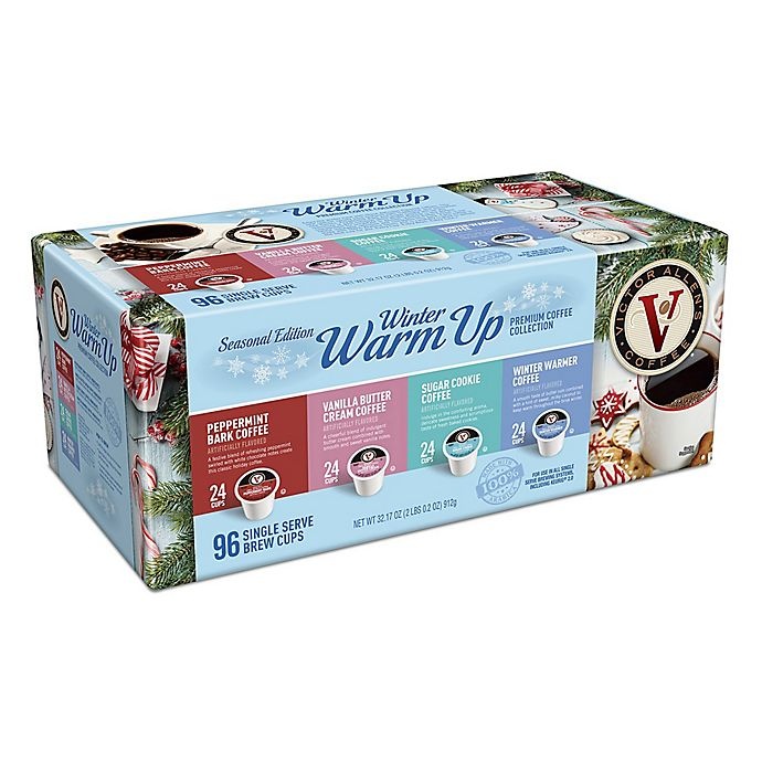 slide 1 of 1, Victor Allen Winter Variety Pack Coffee Pods for Single Serve Coffee Makers, 96 ct