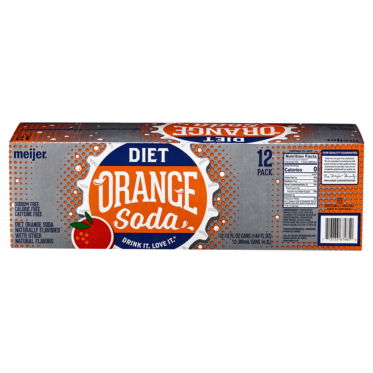 slide 2 of 2, Meijer Diet Orange Soda Cans, 12 ct
