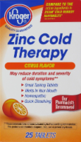 slide 1 of 1, Kroger Zinc Cold Therapy Citrus Flavor Quick Dissolve Tablets, 25 ct