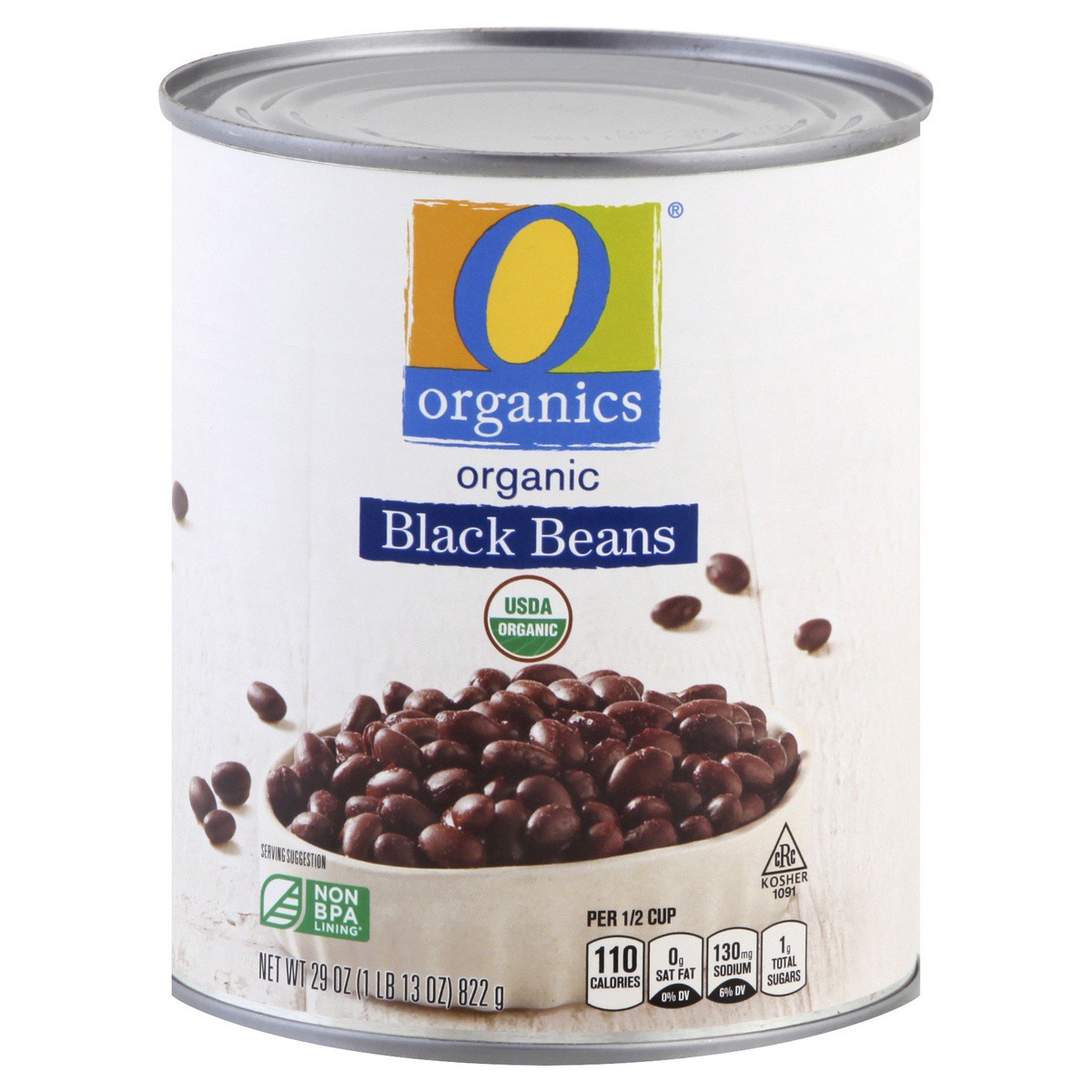 slide 1 of 7, O Organics Beans Black, 29 oz