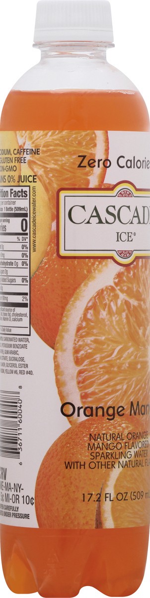 slide 8 of 8, Cascade Ice Zero Calories Orange Mango Sparkling Water 17.2 fl oz Bottle, 17.2 fl oz