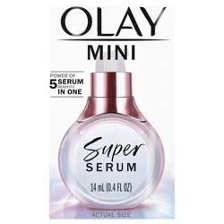 Olay Super Serum Trial Size - Niacinamide, Vitamin C & E, Collagen Peptide, AHA - 5-in-1 Skin Care Benefits - Healthy Glow, Brightening, Hydrating, Smoothing, Firming, Evens Tone, Anti-Aging, 0.4 Oz