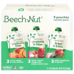Beech-Nut Toddler (12+ Months) Assorted Baby Food Variety Pack 9 - 3.5 oz Pouches
