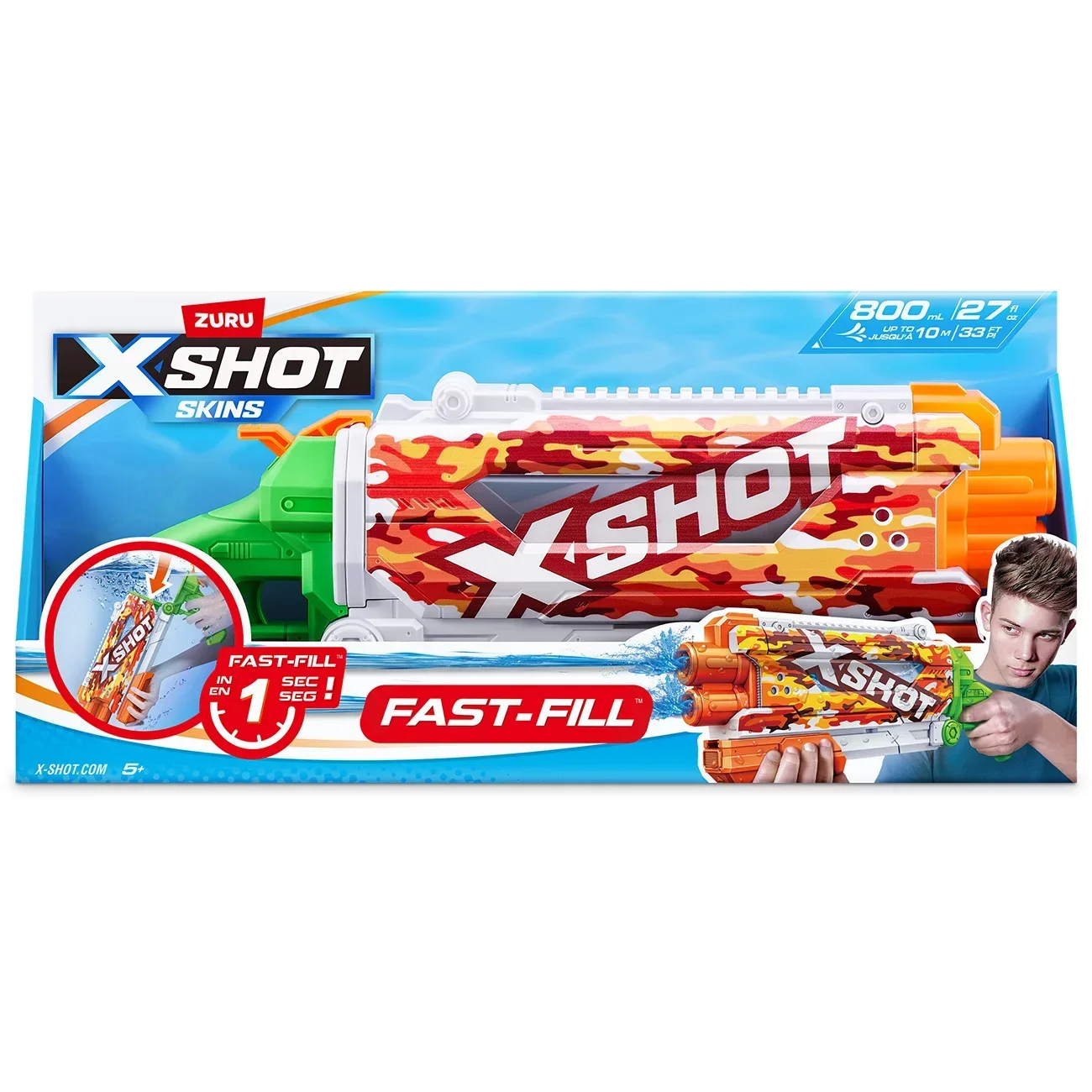 slide 1 of 8, X-Shot Water Fast-Fill Skins Pump Action Water Blaster Double Pack, 1 ct