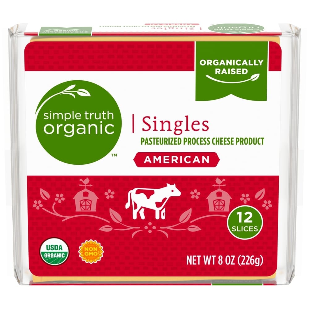 slide 1 of 1, Simple Truth Organic American Cheese Singles, 12 ct; 8 oz