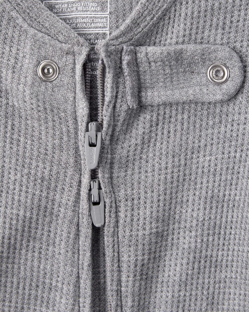 slide 2 of 4, Carter's Carters Baby Boy PurelySoft Long-Sleeve 2-Way Zip 1-Piece Pajamas - Grey Grey 12M, 1 ct