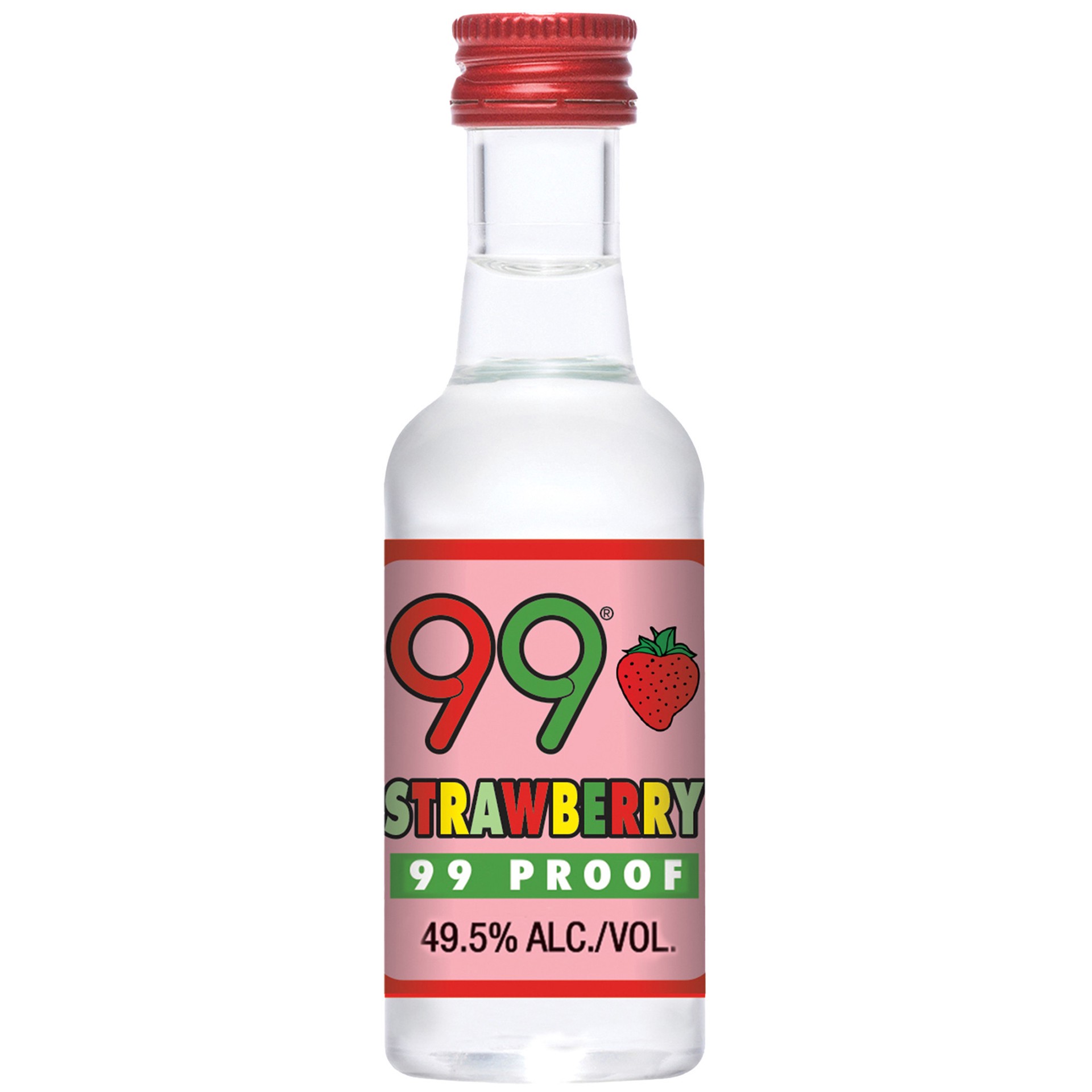 slide 1 of 5, 99 Brand Strawberry Liqueur, 50 mL Bottle, 99 Proof, 50 ml